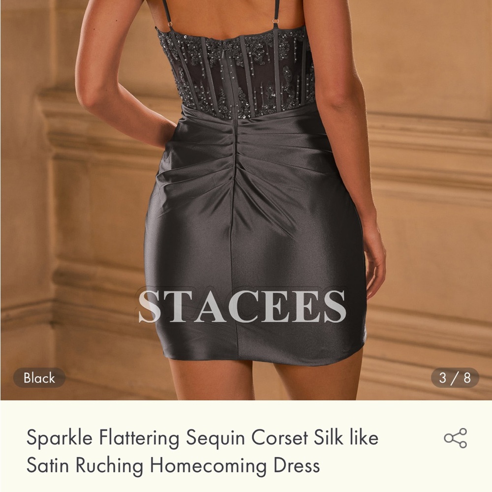 STACEES Black Sparkle Sequin Corset Mini Dress